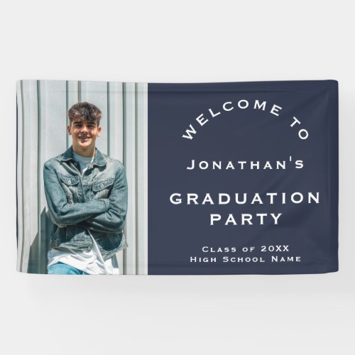 Grad 2024 Male Photo Navy Welcome Graduation Party Banner