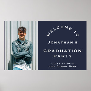 Grad 2024 Male Photo Navy Welcome Graduation Party Poster