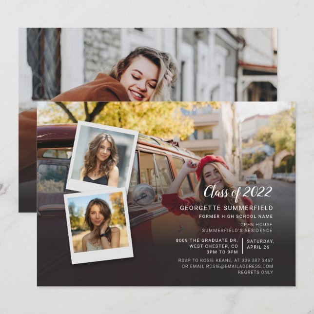 Grad 2024 Photo Collage Graduation Party Invitation (Front/Back)