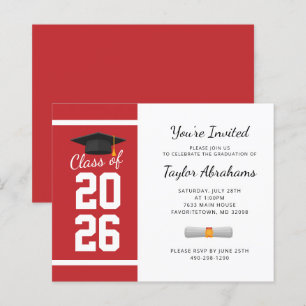 Grad 2025 Red Graduation Party Invitation