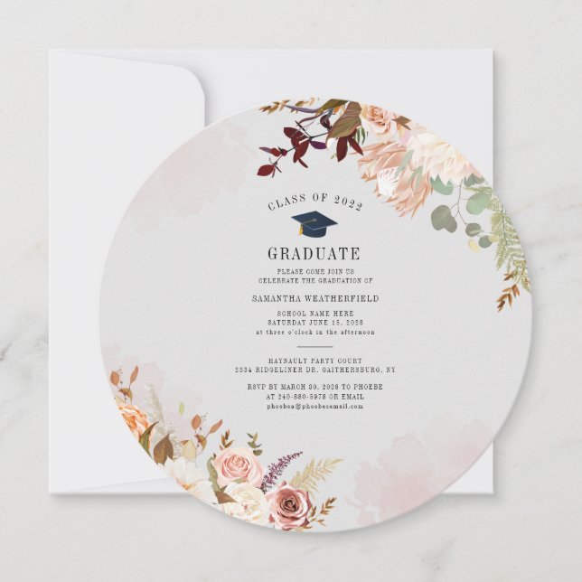 Grad 2025 Watercolor Floral Graduation Party Invitation (Front)