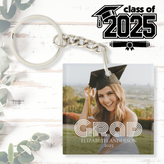 Grad 2026 Script Custom Photo Keychain (Grad 2025 Script Custom Photo Keychain
Class of 2025
Graduation Photo Keepsake Gift)