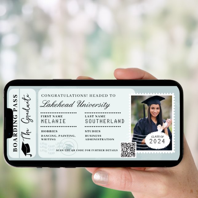 Grad Adventure Awaits Boarding Pass Plane Ticket Invitation (Front Digital)