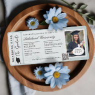 Grad Adventure Awaits Boarding Pass Plane Ticket Invitation