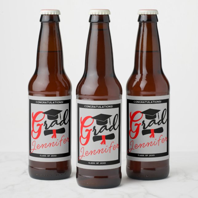 Grad Beer Bottle Label - Toast To Your Success (Bottles)