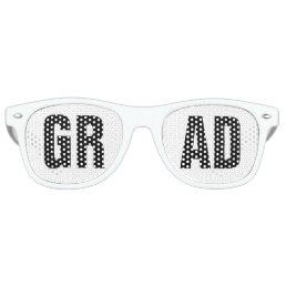 &#39;GRAD&#39; Black and White Graduation Party Retro Sunglasses