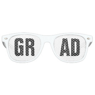 'GRAD' Black and White Graduation Party Retro Sunglasses