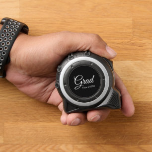 Grad black custom script class year elegant  tape measure
