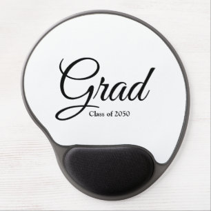 Grad black script class date elegant graduation gel mouse pad
