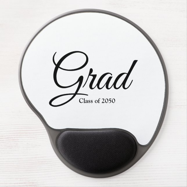 Grad black script class date elegant graduation gel mouse pad (Front)