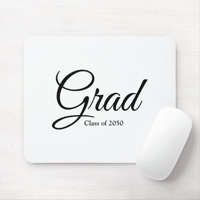 Grad black script class date elegant graduation mouse pad (With Mouse)