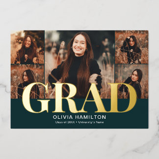 Grad Bold Elegant 6 Photo Foil Invitation