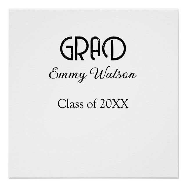 Grad bold letter graduation name class of 20XX sim Poster (Front)