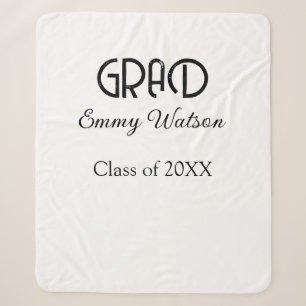 Grad bold letter graduation name class of 20XX sim Sherpa Blanket