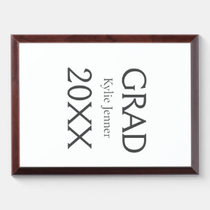 Grad bold letter name 20XX graduation year simple Award Plaque