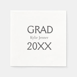 Grad bold letter name 20XX graduation year simple Napkins