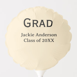 Grad bold letter name class of 20XX yellow pastel Balloon