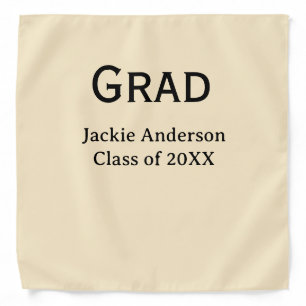 Grad bold letter name class of 20XX yellow pastel  Bandana