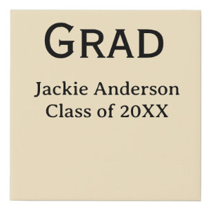 Grad bold letter name class of 20XX yellow pastel Faux Canvas Print