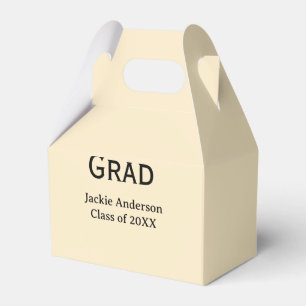 Grad bold letter name class of 20XX yellow pastel Favor Boxes