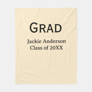 Grad bold letter name class of 20XX yellow pastel  Fleece Blanket