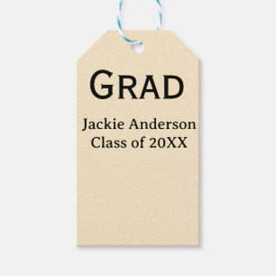 Grad bold letter name class of 20XX yellow pastel Gift Tags
