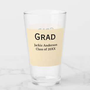 Grad bold letter name class of 20XX yellow pastel Glass