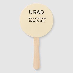 Grad bold letter name class of 20XX yellow pastel Hand Fan