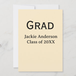 Grad bold letter name class of 20XX yellow pastel Invitation