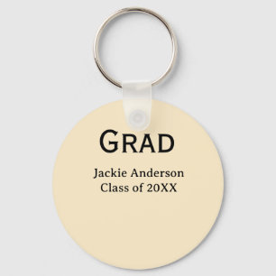 Grad bold letter name class of 20XX yellow pastel Keychain