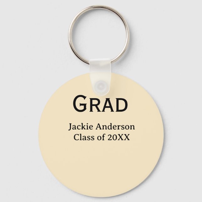 Grad bold letter name class of 20XX yellow pastel  Keychain (Front)