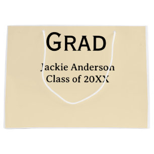Grad bold letter name class of 20XX yellow pastel Large Gift Bag