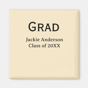 Grad bold letter name class of 20XX yellow pastel Magnet