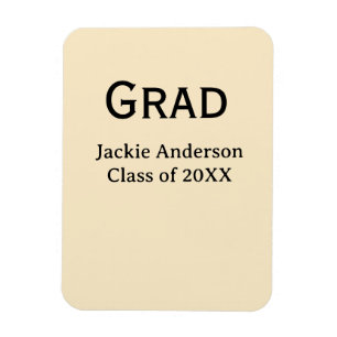 Grad bold letter name class of 20XX yellow pastel Magnet