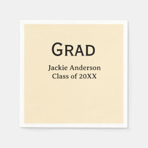 Grad bold letter name class of 20XX yellow pastel  Napkins
