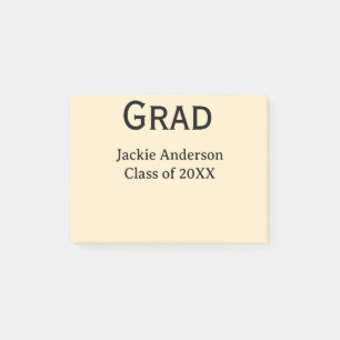 Grad bold letter name class of 20XX yellow pastel Post-it Notes