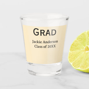 Grad bold letter name class of 20XX yellow pastel  Shot Glass