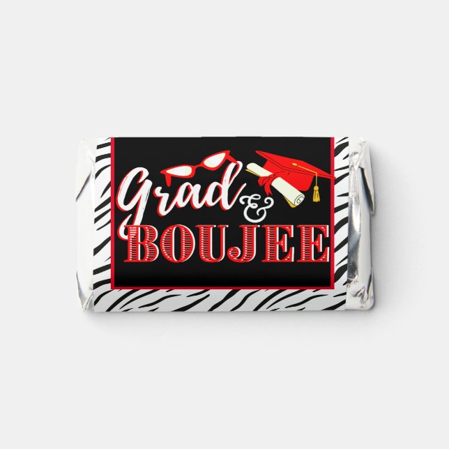 Grad & Boujee| Red & Animal Print Graduation  Hershey's Miniatures (Front)