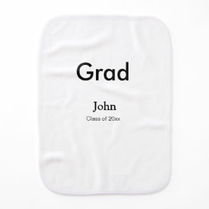 grad boy add name congrats date year text baby burp cloth