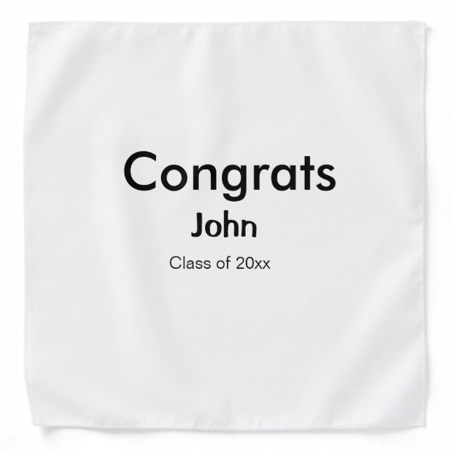 grad boy add name congrats date year text bandana (Front)
