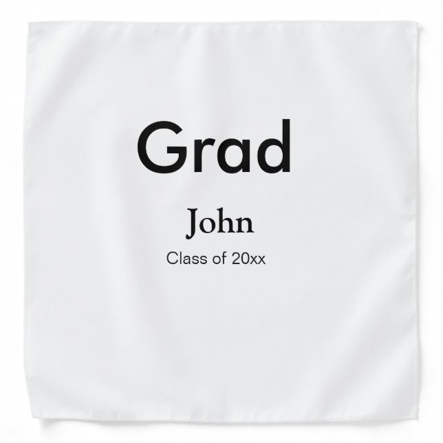 grad boy add name congrats date year text bandana (Front)