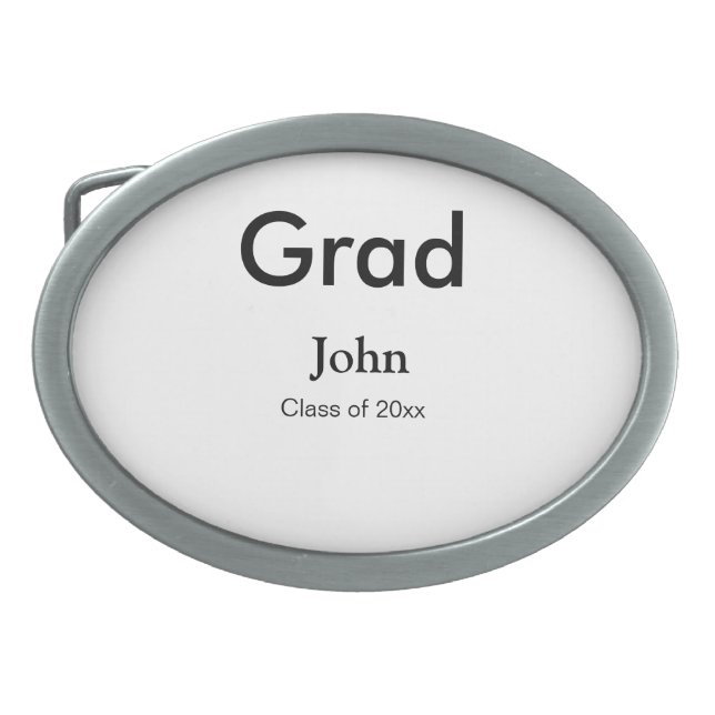 grad boy add name congrats date year text belt buckle (Front)
