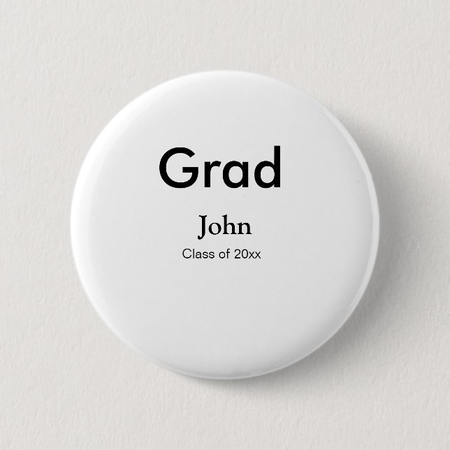 grad boy add name congrats date year text button (Front)