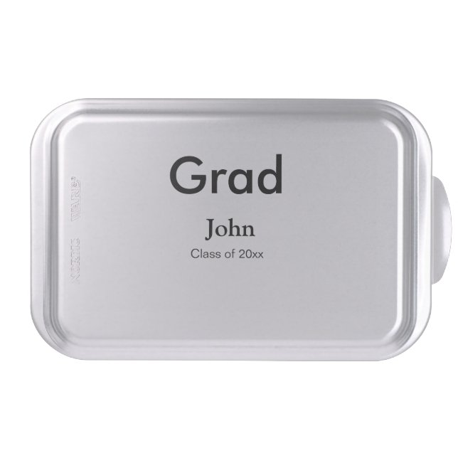 grad boy add name congrats date year text cake pan (Front)