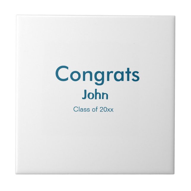 grad boy add name congrats date year text ceramic tile (Front)