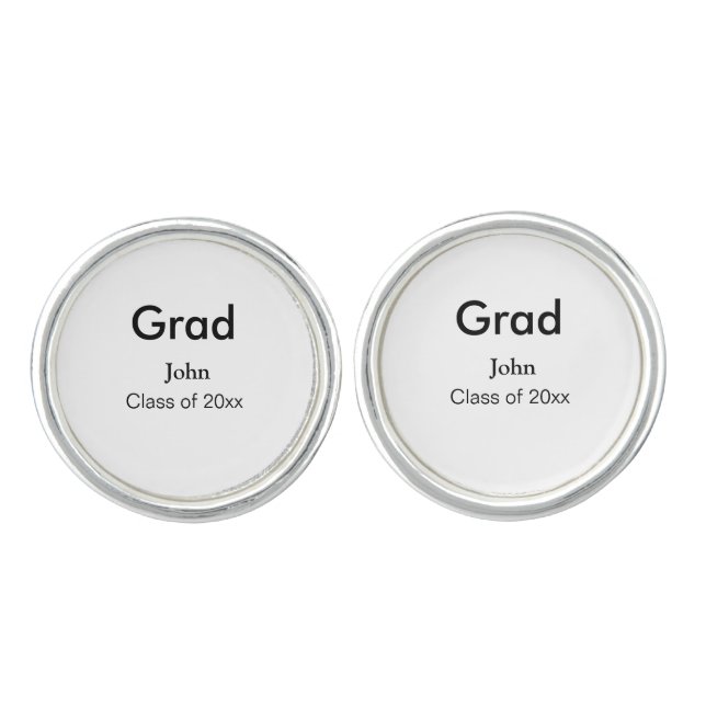 grad boy add name congrats date year text cufflinks (Front)