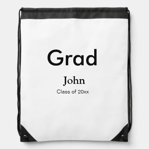 grad boy add name congrats date year text drawstring bag