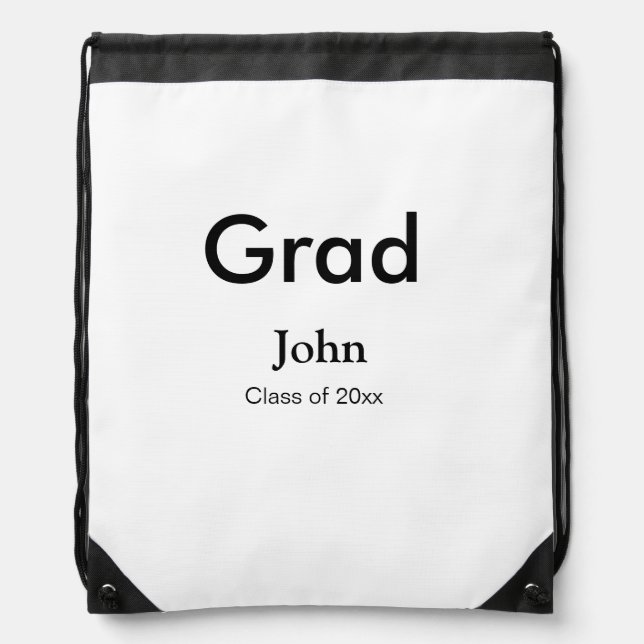 grad boy add name congrats date year text drawstring bag (Front)