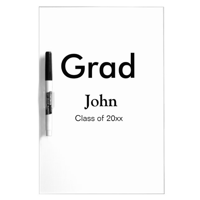 grad boy add name congrats date year text dry erase board (Front)