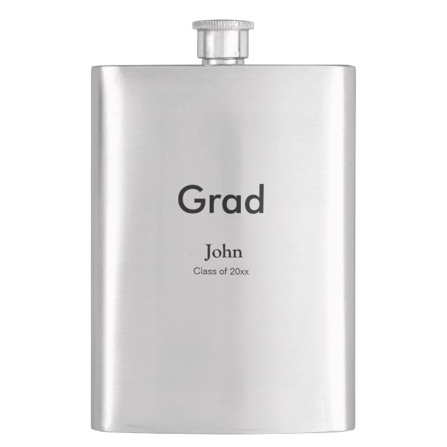 grad boy add name congrats date year text flask (Front)